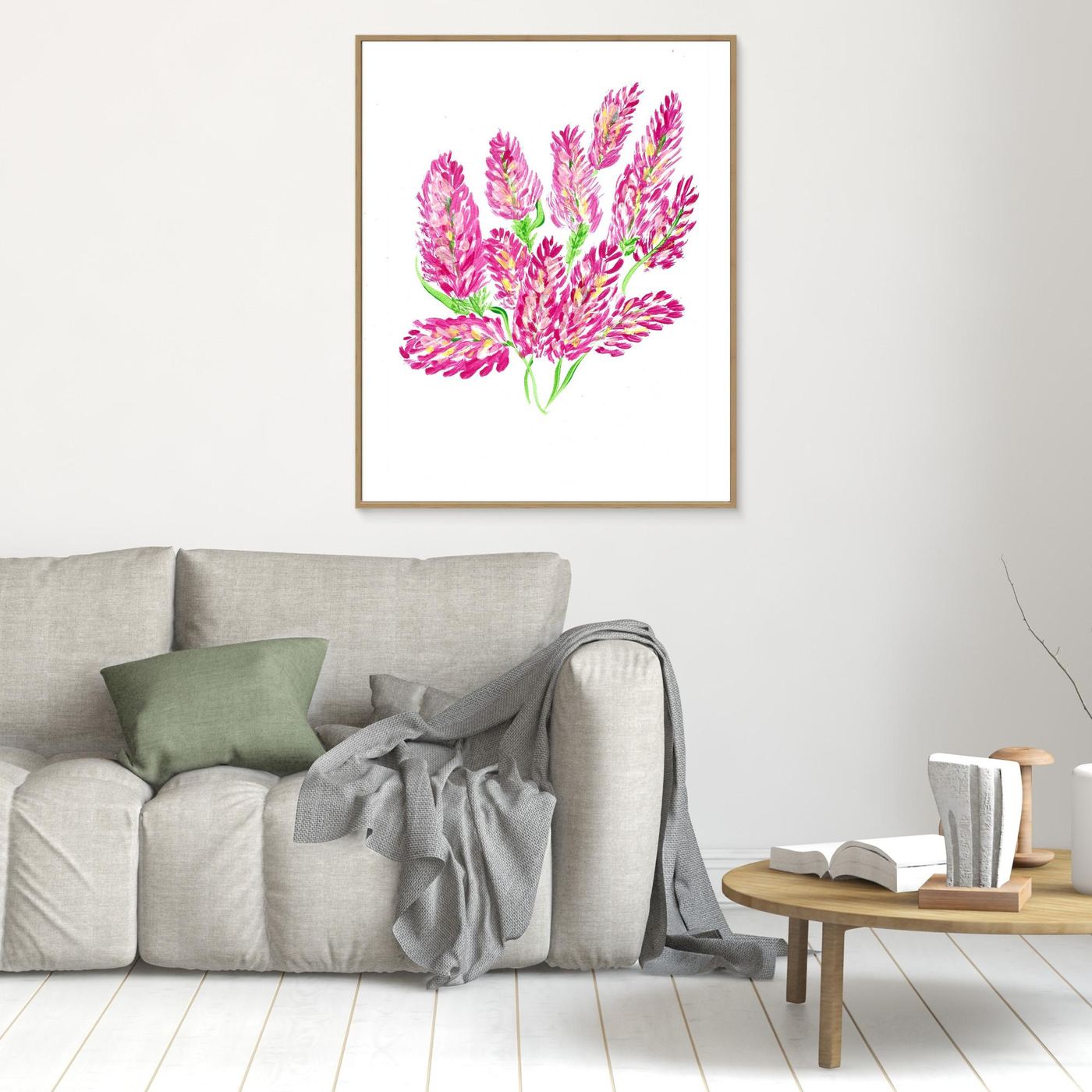 Pink Blooms - Canvas Wall Art Print | English Countryside. Floral art for living room.