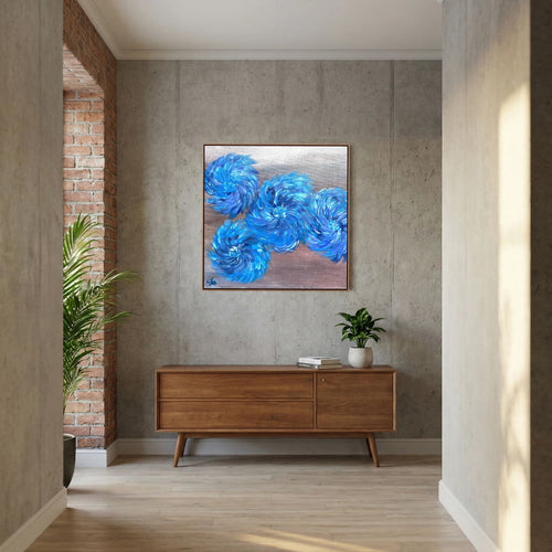 Canvas Wall Art Print Modern Blue FLorals
